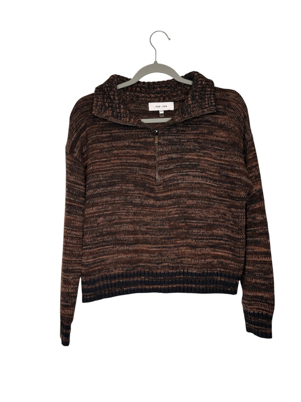 Anthropologie John + Jenn Brown Quarter Zip Sweater Size Medium
